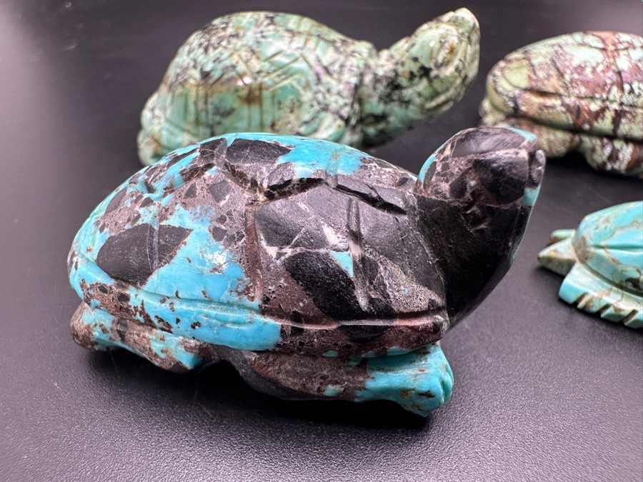 (4) Hand Carved Turquoise Turtle Figurines 155g [Photo 6]