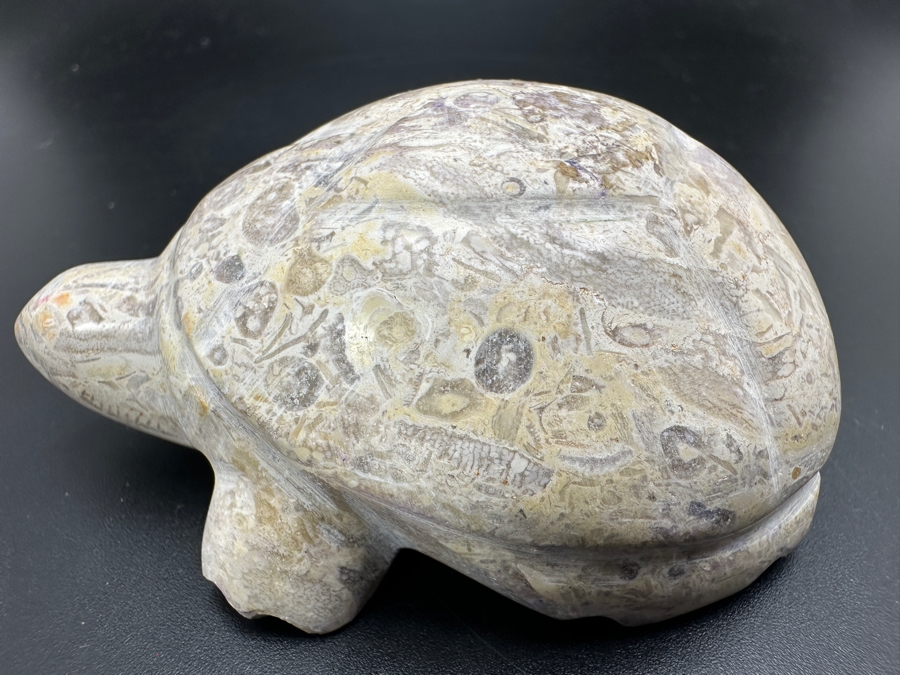Hand Carved Fossil Stone Turtle Figurine 167g [Photo 2]