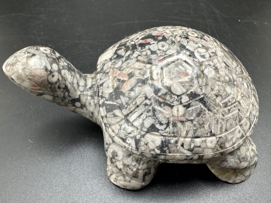 Hand Carved Fossil Stone Turtle Figurine 137g [Photo 3]