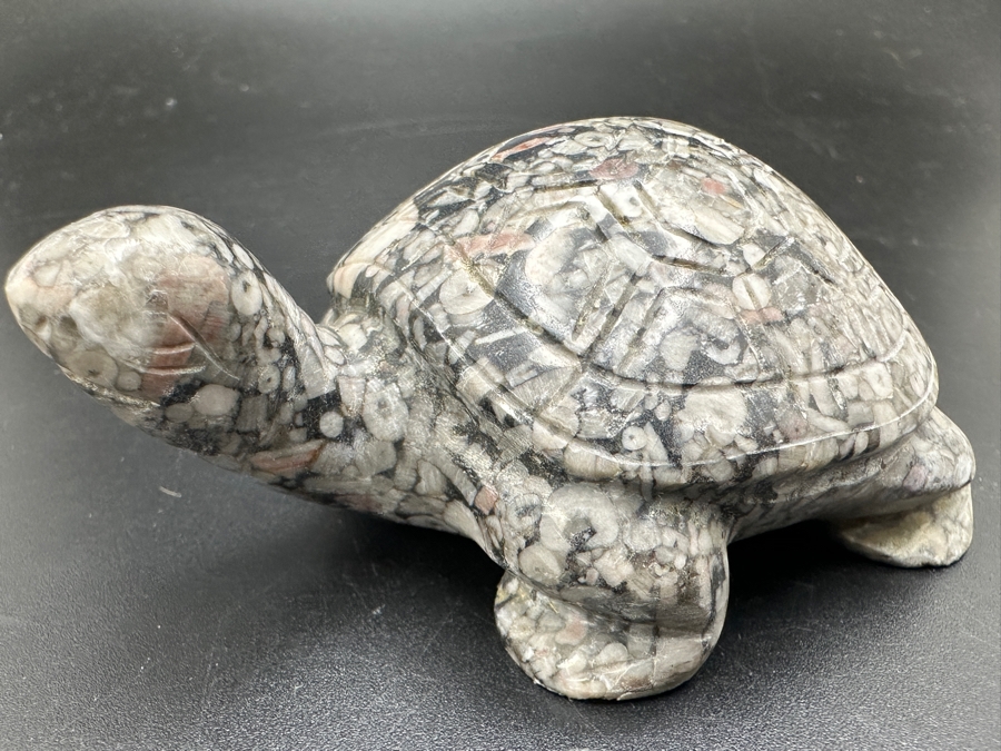 Hand Carved Fossil Stone Turtle Figurine 137g [Photo 5]