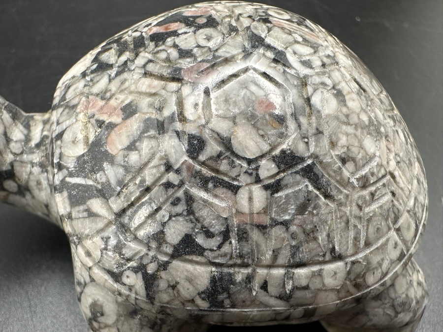 Hand Carved Fossil Stone Turtle Figurine 137g [Photo 4]