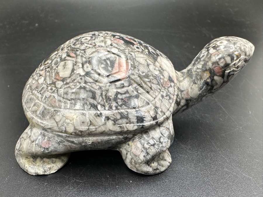 Hand Carved Fossil Stone Turtle Figurine 137g [Photo 6]
