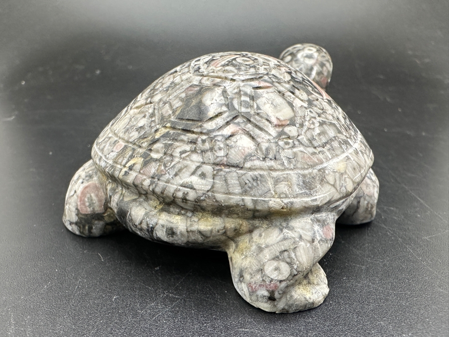 Hand Carved Fossil Stone Turtle Figurine 137g [Photo 9]