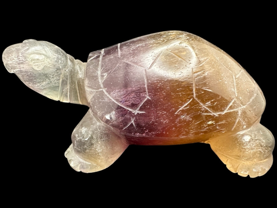 Hand Carved Fluorite Turtle Figurine 100g