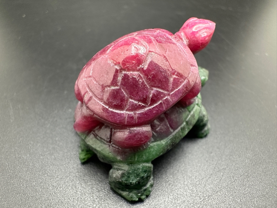 Hand Carved Ruby-Zoisite Turtle On Turtle Figurine 31g [Photo 5]
