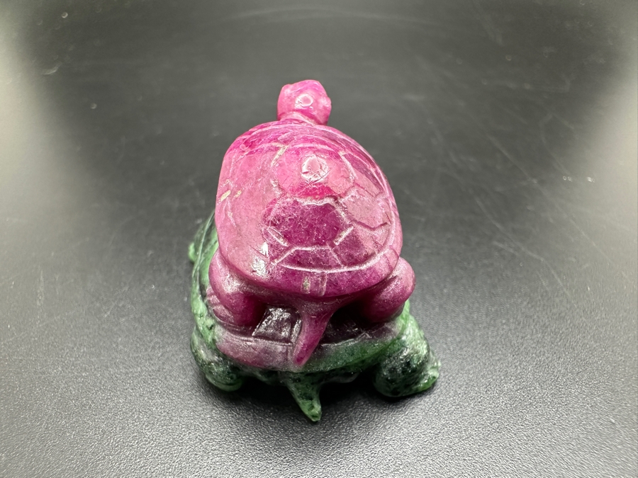 Hand Carved Ruby-Zoisite Turtle On Turtle Figurine 31g [Photo 6]