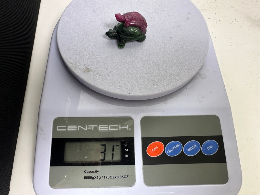 Hand Carved Ruby-Zoisite Turtle On Turtle Figurine 31g [Photo 13]