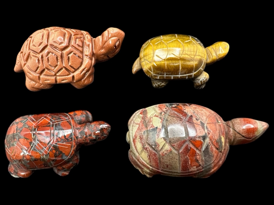(4) Hand Carved Stone Turtle Figurines 136g [Photo 2]