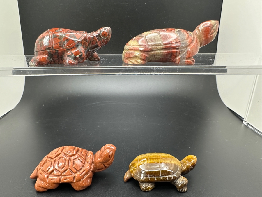 (4) Hand Carved Stone Turtle Figurines 136g [Photo 3]