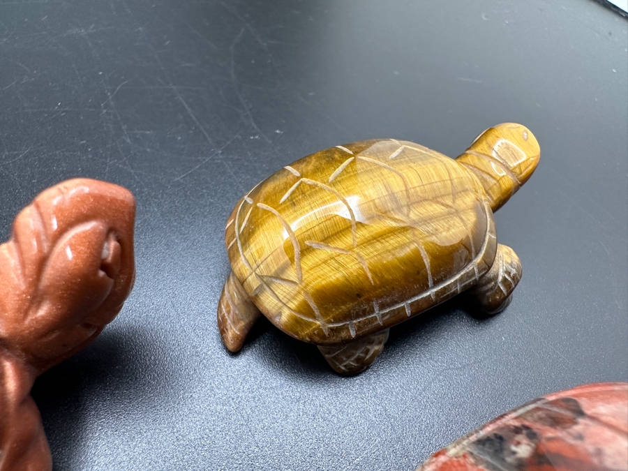 (4) Hand Carved Stone Turtle Figurines 136g [Photo 8]
