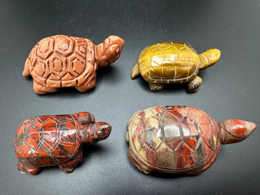 (4) Hand Carved Stone Turtle Figurines 136g [Photo 4]