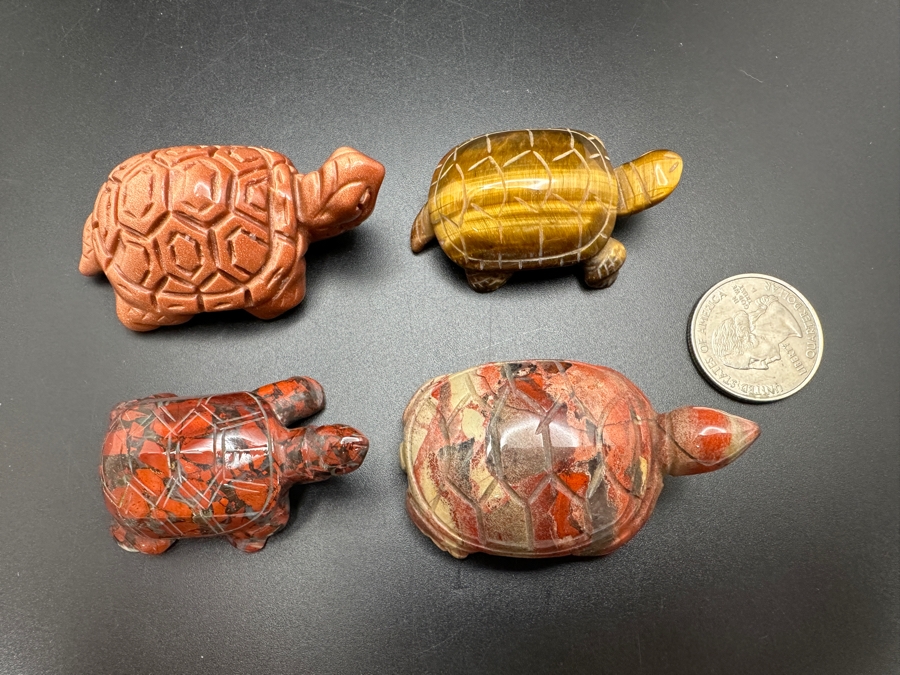 (4) Hand Carved Stone Turtle Figurines 136g [Photo 10]