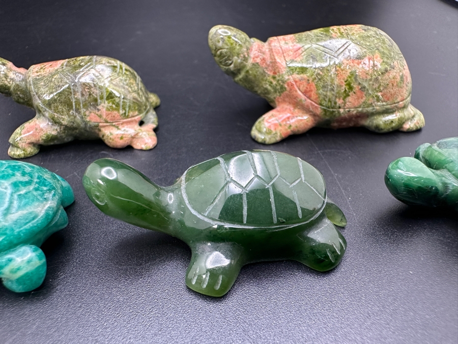 (5) Hand Carved Green Stone Turtle Figurines 94g [Photo 8]