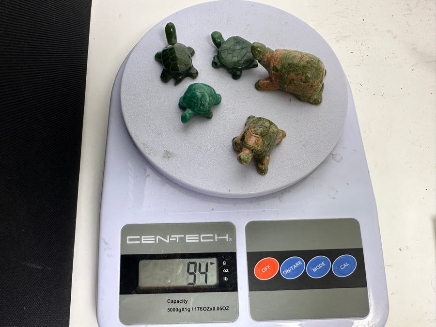 (5) Hand Carved Green Stone Turtle Figurines 94g [Photo 16]