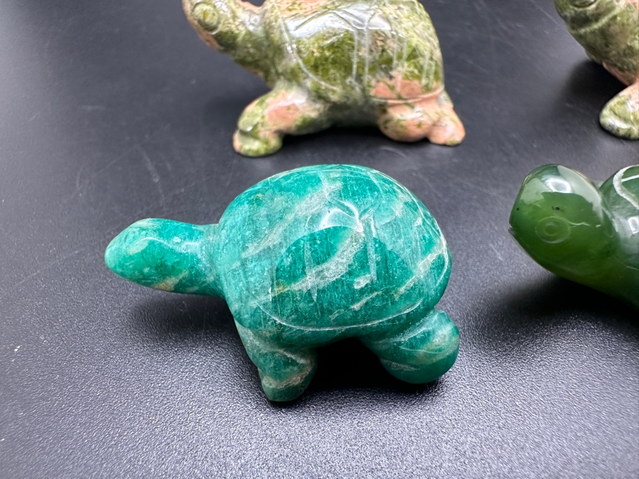 (5) Hand Carved Green Stone Turtle Figurines 94g [Photo 6]