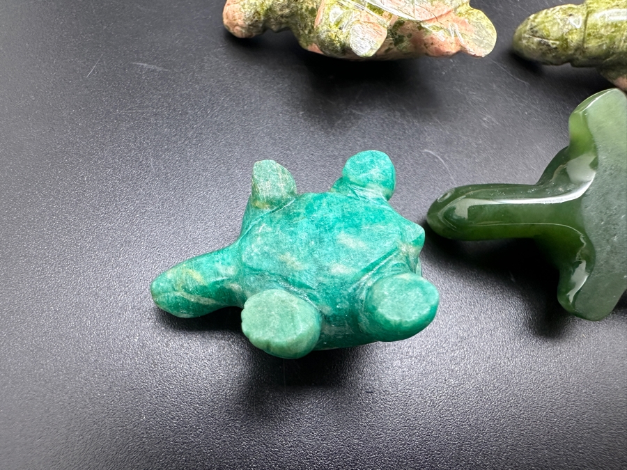 (5) Hand Carved Green Stone Turtle Figurines 94g [Photo 15]