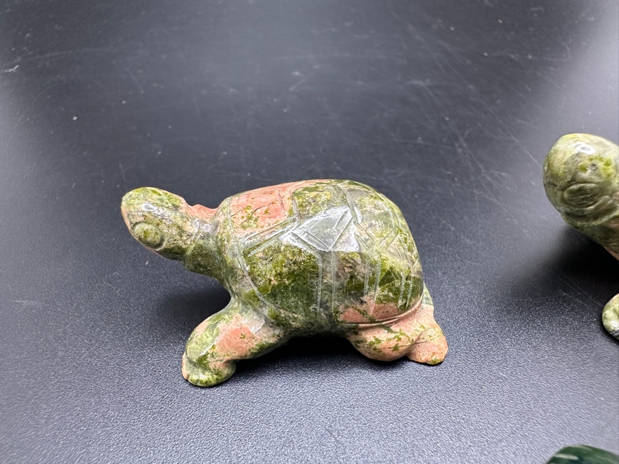 (5) Hand Carved Green Stone Turtle Figurines 94g [Photo 7]