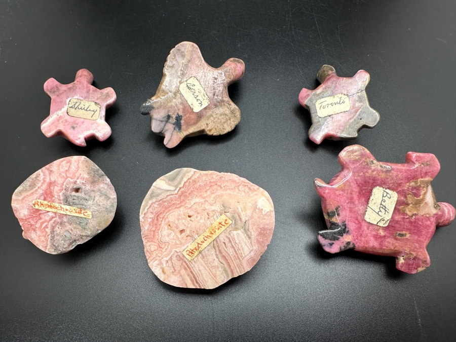 (6) Hand Carved Rhodochrosite Stone Turtle Figurines 142g [Photo 15]