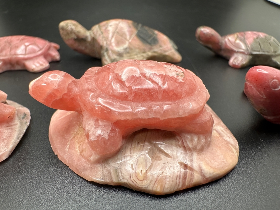 (6) Hand Carved Rhodochrosite Stone Turtle Figurines 142g [Photo 8]