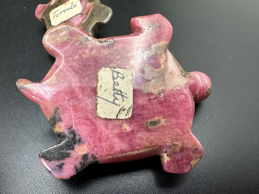 (6) Hand Carved Rhodochrosite Stone Turtle Figurines 142g [Photo 21]