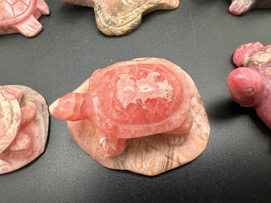 (6) Hand Carved Rhodochrosite Stone Turtle Figurines 142g [Photo 9]