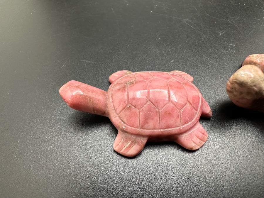 (6) Hand Carved Rhodochrosite Stone Turtle Figurines 142g [Photo 12]