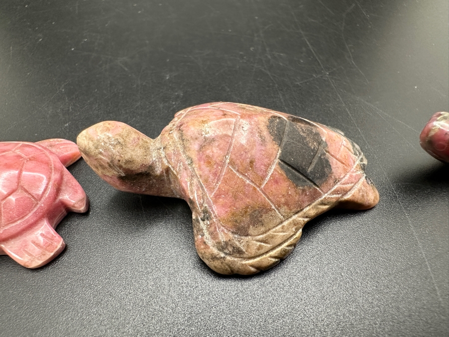 (6) Hand Carved Rhodochrosite Stone Turtle Figurines 142g [Photo 13]