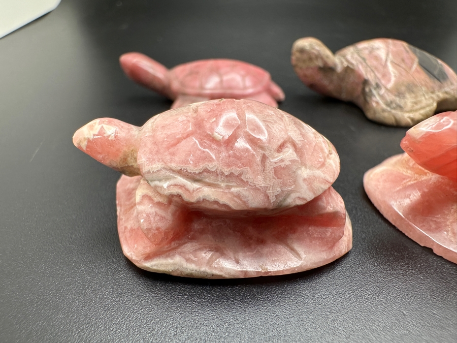 (6) Hand Carved Rhodochrosite Stone Turtle Figurines 142g [Photo 7]