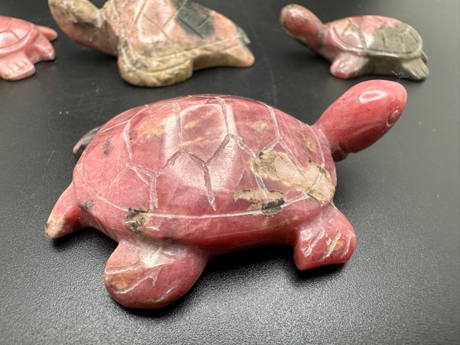 (6) Hand Carved Rhodochrosite Stone Turtle Figurines 142g [Photo 11]