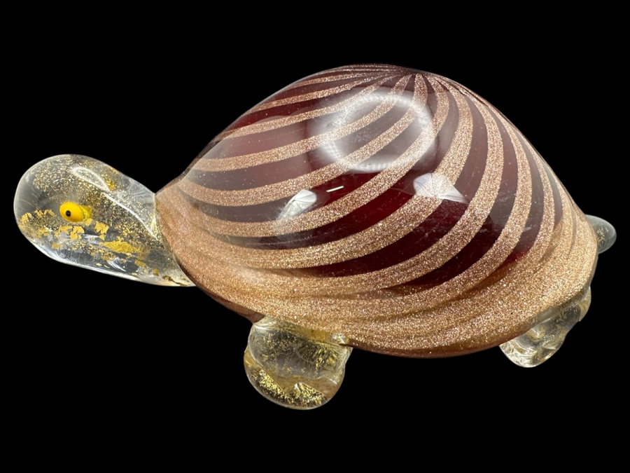 Italian Murano Glass Turtle Figurine With Original Tags Made In Italy [Photo 1]