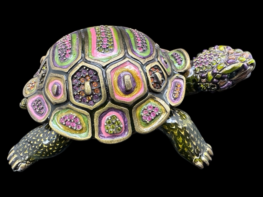 Jay Strongwater Metal Enamel Turtle Figurine Box [Photo 1]