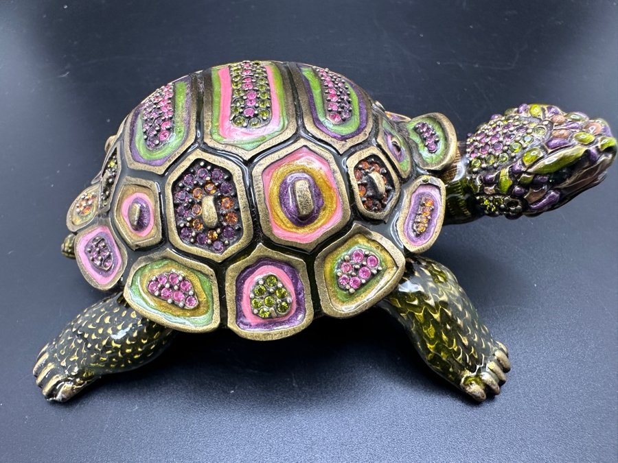 Jay Strongwater Metal Enamel Turtle Figurine Box [Photo 4]