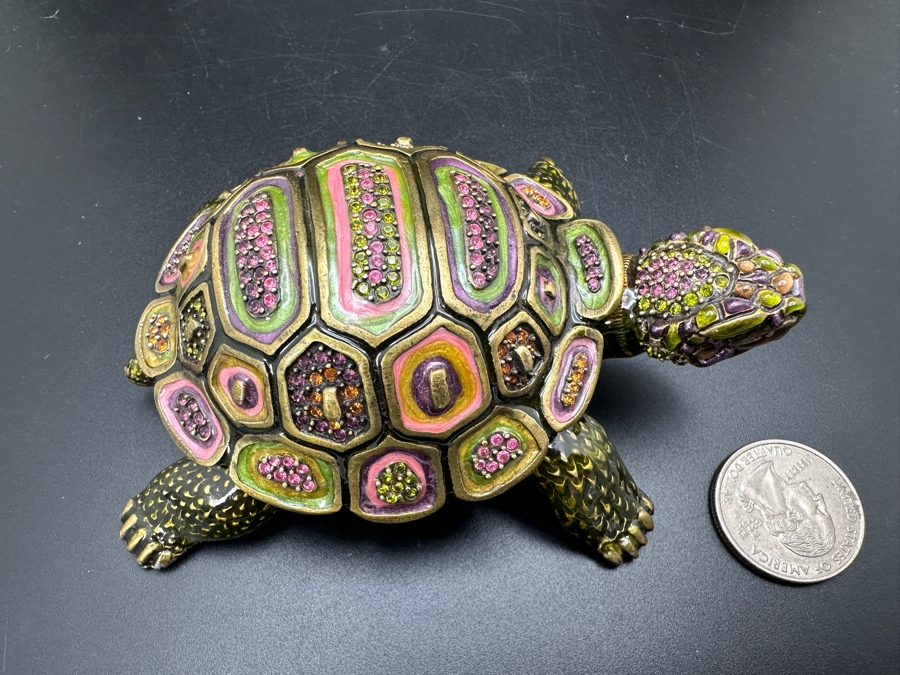 Jay Strongwater Metal Enamel Turtle Figurine Box [Photo 6]