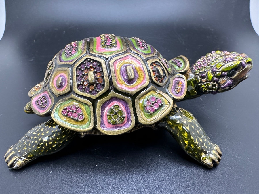 Jay Strongwater Metal Enamel Turtle Figurine Box [Photo 3]