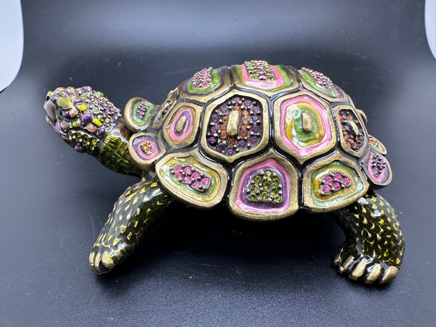 Jay Strongwater Metal Enamel Turtle Figurine Box [Photo 8]