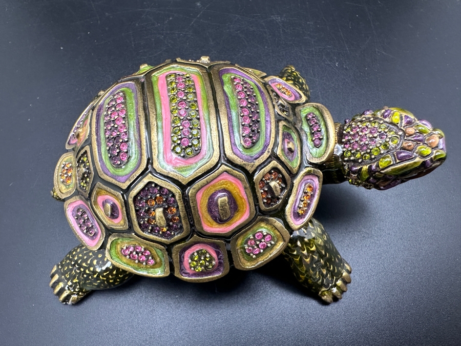 Jay Strongwater Metal Enamel Turtle Figurine Box [Photo 5]