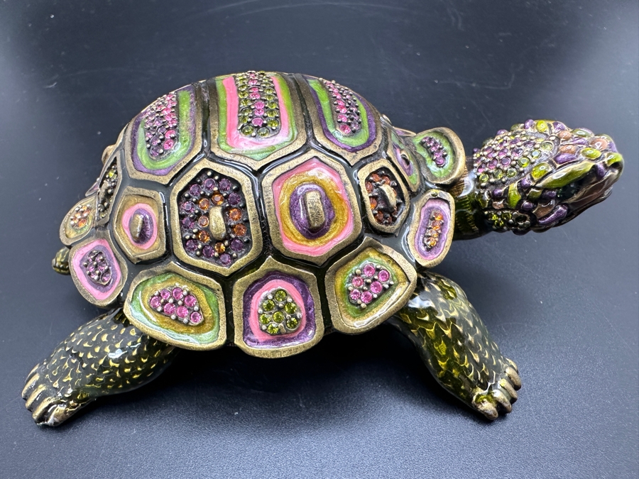 Jay Strongwater Metal Enamel Turtle Figurine Box [Photo 2]