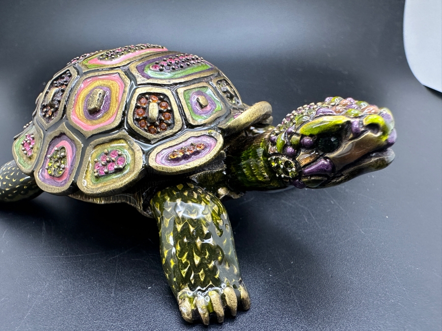 Jay Strongwater Metal Enamel Turtle Figurine Box [Photo 7]