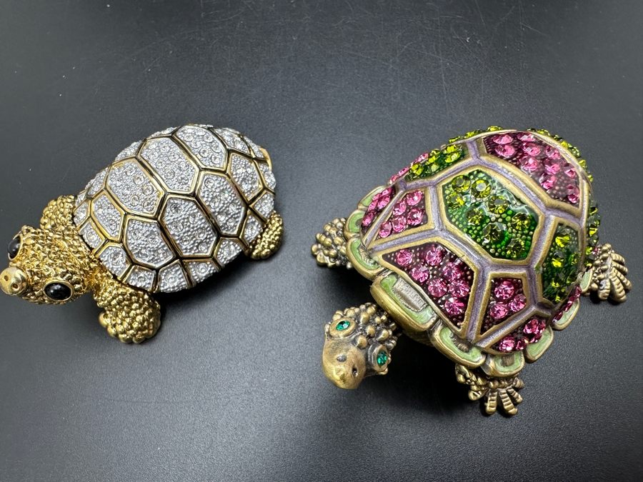 Pair Of Rucinni Crystal Turtle Trinket Boxes [Photo 2]