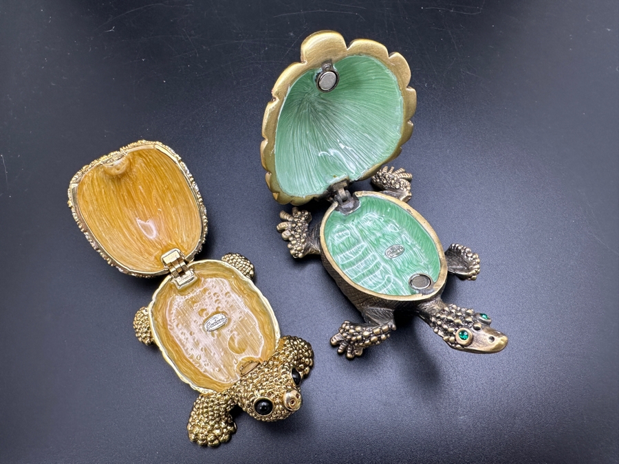 Pair Of Rucinni Crystal Turtle Trinket Boxes [Photo 6]