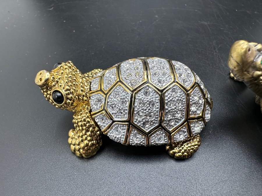 Pair Of Rucinni Crystal Turtle Trinket Boxes [Photo 4]