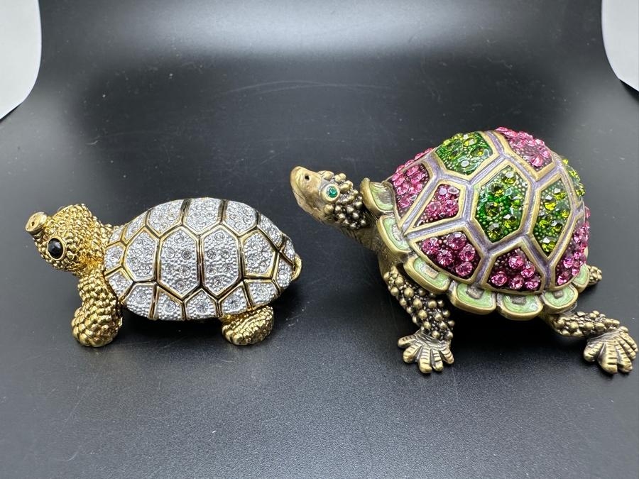 Pair Of Rucinni Crystal Turtle Trinket Boxes [Photo 3]