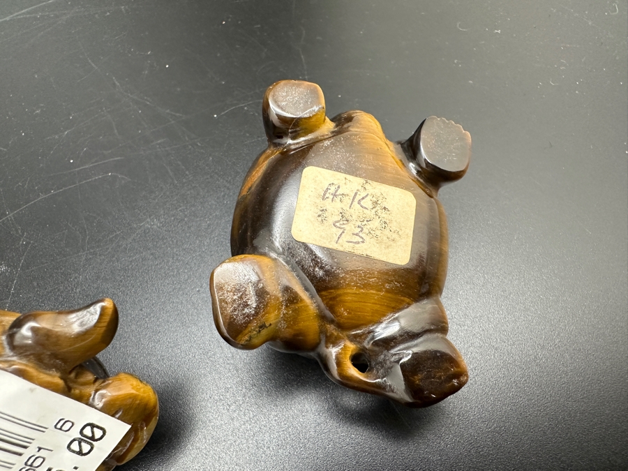 Set Of Four Hand Carved Tiger's Eye Chatoyant Gemstone Turtle Figurines [Photo 18]