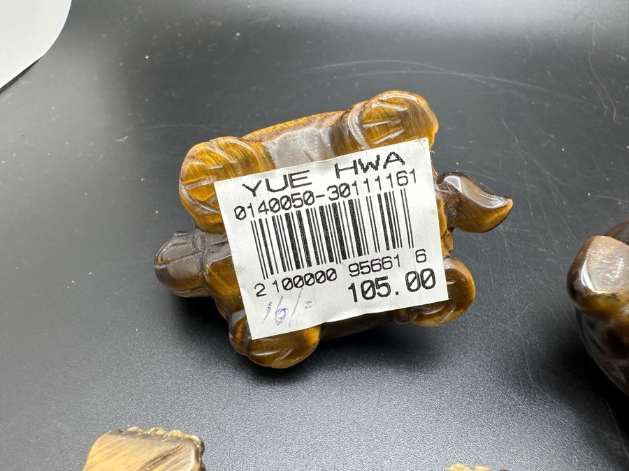 Set Of Four Hand Carved Tiger's Eye Chatoyant Gemstone Turtle Figurines [Photo 17]