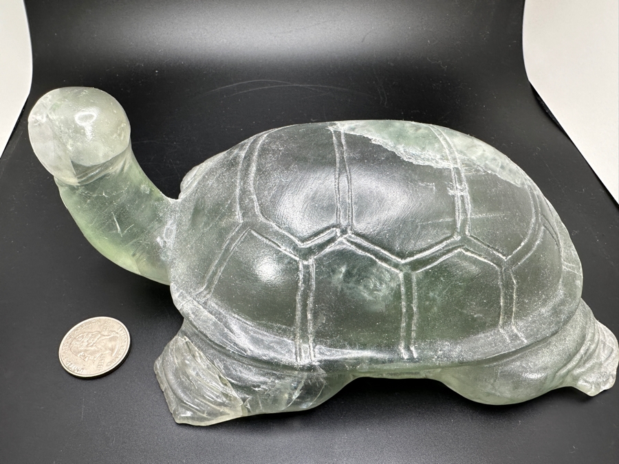 Large Hand Carved Light Green Stone Turtle Figurine 2,105g [Photo 4]