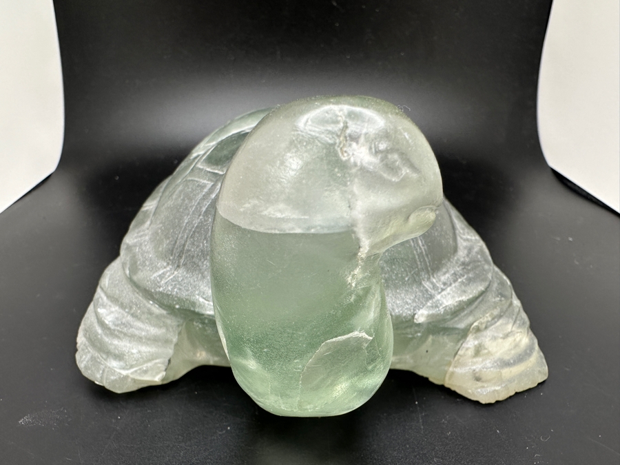 Large Hand Carved Light Green Stone Turtle Figurine 2,105g [Photo 9]