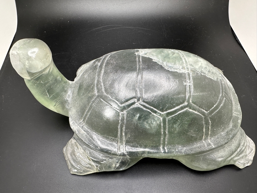 Large Hand Carved Light Green Stone Turtle Figurine 2,105g [Photo 2]