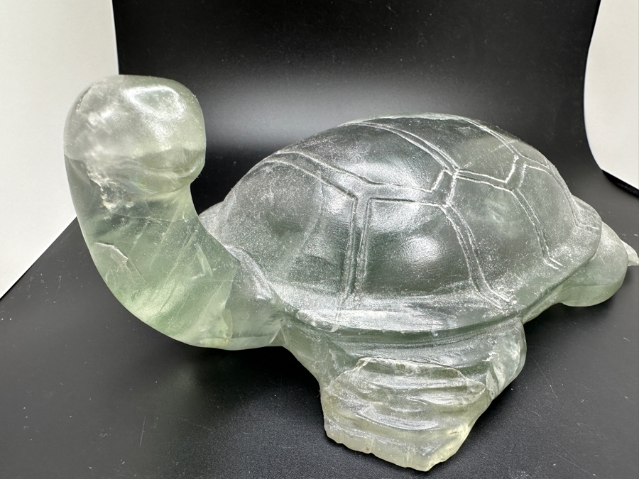 Large Hand Carved Light Green Stone Turtle Figurine 2,105g [Photo 8]