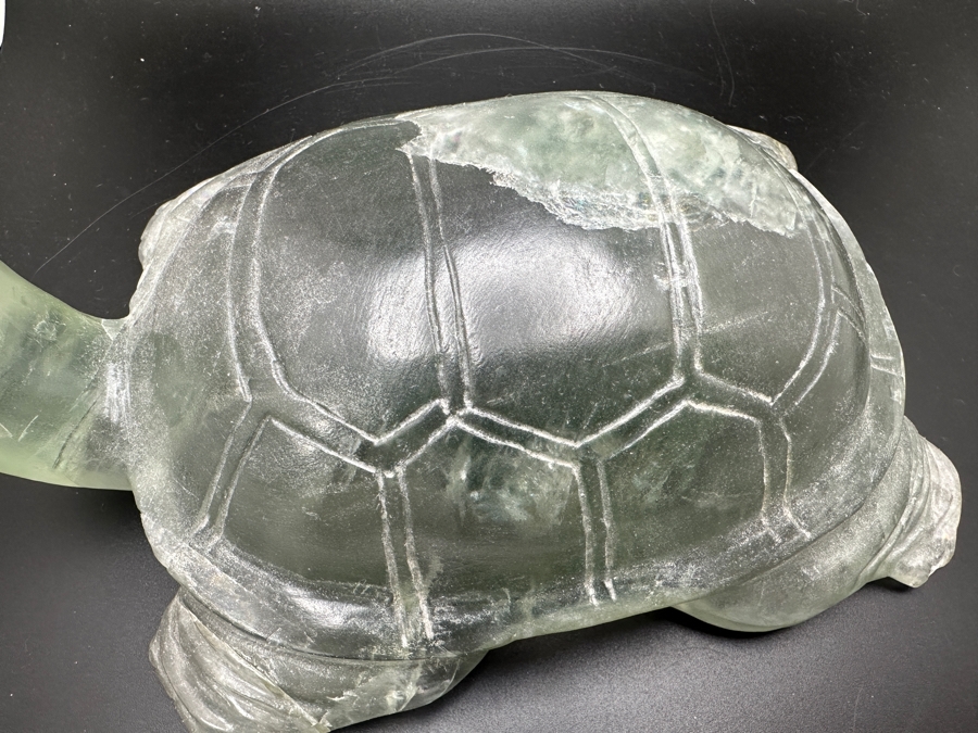 Large Hand Carved Light Green Stone Turtle Figurine 2,105g [Photo 14]