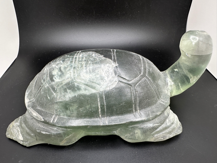 Large Hand Carved Light Green Stone Turtle Figurine 2,105g [Photo 10]